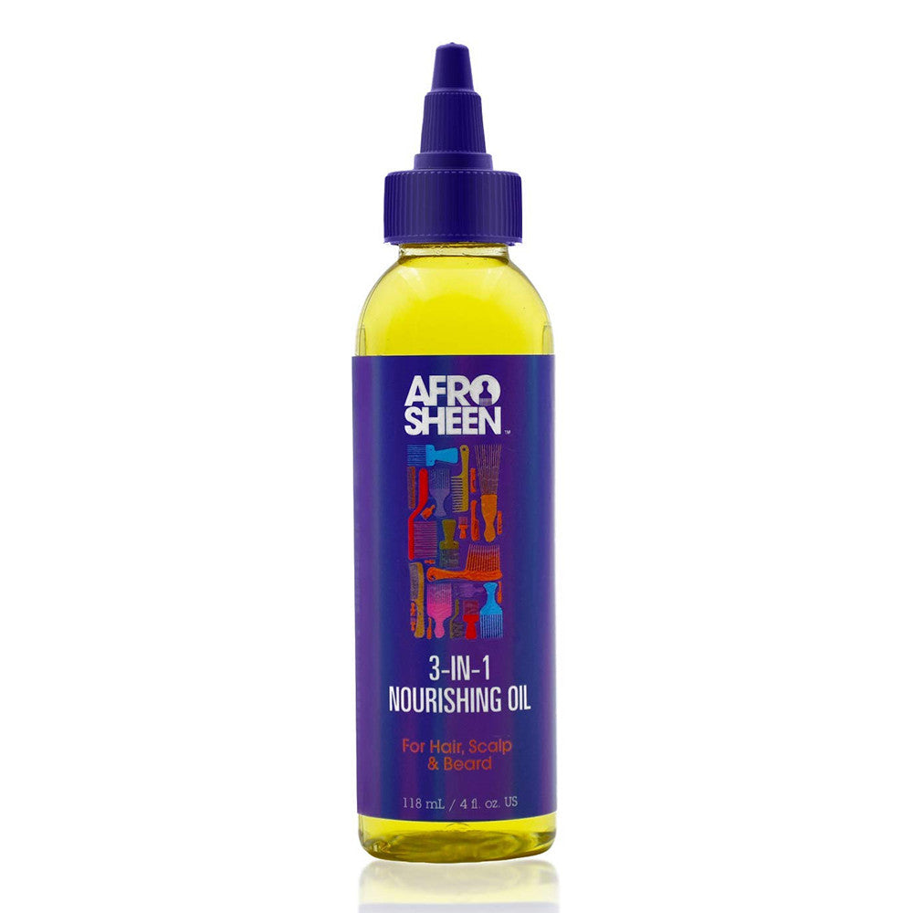 Afro Sheen 3 In 1 Nourishing Oil For Hair, Scalp And Beard, 4 Oz